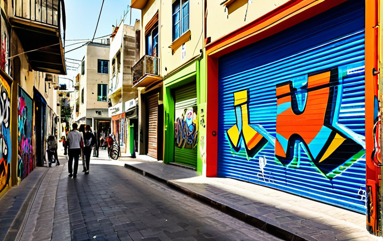 **

"A vibrant street scene in Florentin, Tel Aviv, during the day. Graffiti art covers the walls of buildings, and people are strolling and admiring the art. Include independent art galleries with open doors, inviting viewers inside. The scene should be bustling and full of life, showcasing the district's artistic energy. Focus on capturing the colors and textures of the street art. Safe for work, appropriate content, fully clothed, professional photography, perfect anatomy, natural proportions, high quality."

**