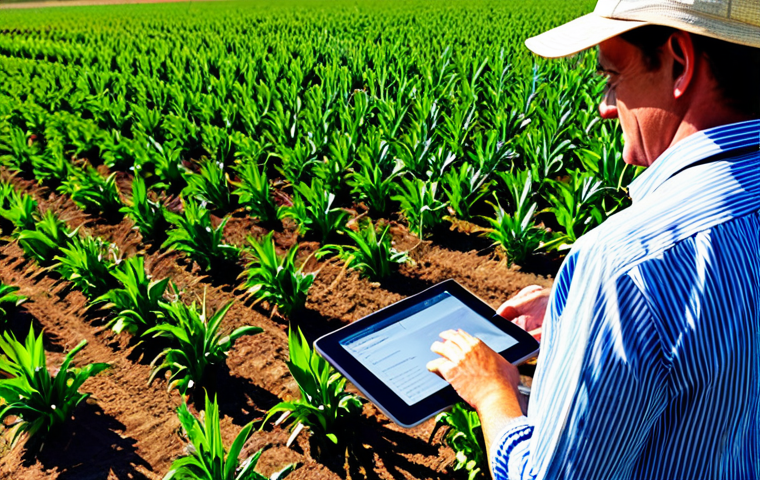 **

"A farmer in a rural field using a tablet to monitor crops, analyzing data from a drone overhead, fully clothed, modest attire, appropriate content, safe for work, perfect anatomy, natural proportions, professional photography, high quality, daytime, sunny weather."

**
