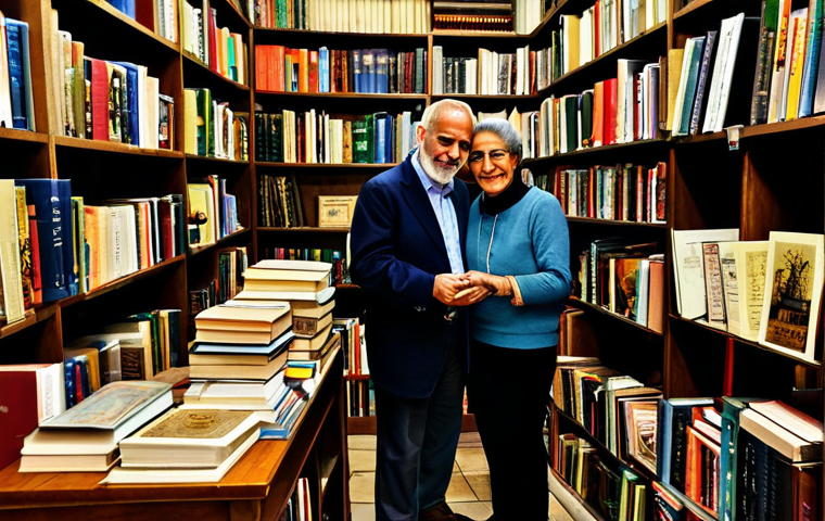 Cozy Bookstore in Old Jerusalem**

"A charming, cluttered bookstore in the Old City of Jerusalem, filled with ancient texts and modern novels, warm lighting, overflowing shelves, a friendly bookseller assisting a customer, fully clothed, modest attire, safe for work, perfect anatomy, correct proportions, professional photography, high quality, family-friendly."

**