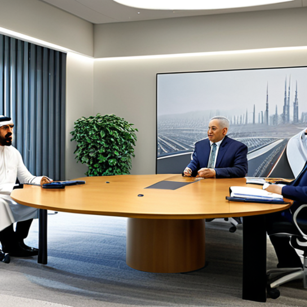 이스라엘 중동 다른 국가 간 관계 - **Prompt:** A professional meeting between Israeli and Saudi Arabian diplomats in a modern office se...