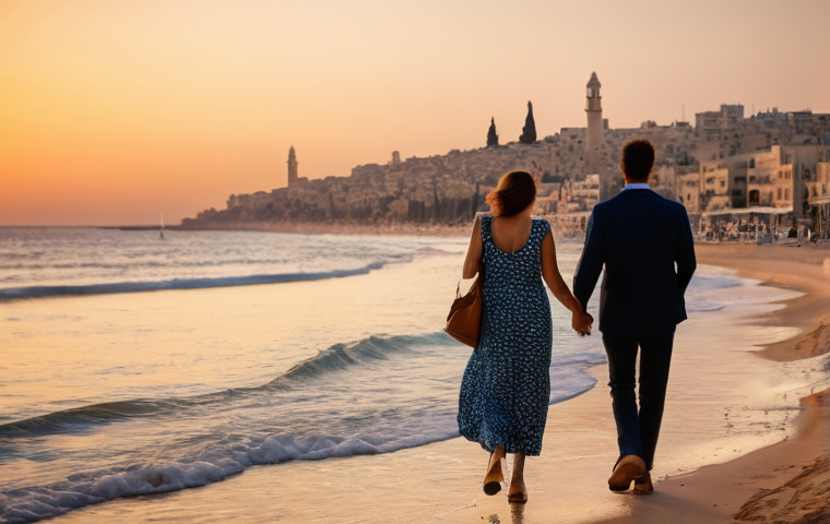 이스라엘 해변 추천  텔아비브 해변 - **Prompt:** A vibrant, sunny scene at Tel Aviv's Gordon/Frishman Beach, capturing the city's lively ...
