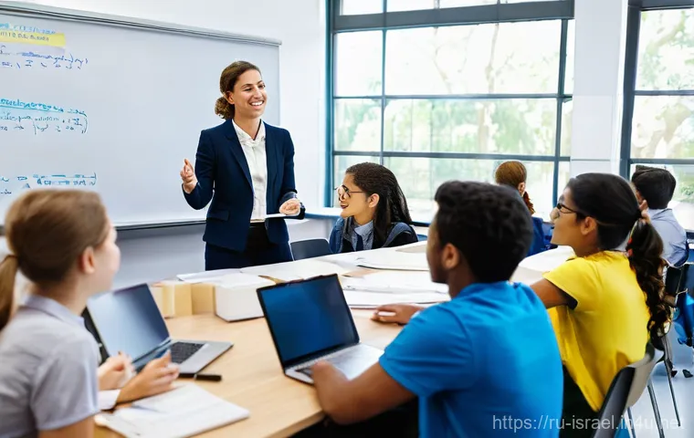 이스라엘의 대학 및 연구 기관 - Dynamic University Discussion**
    "An inspiring scene inside a modern Israeli university classroom...