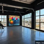 이스라엘의 문화예술센터 - A vibrant contemporary art gallery located in Tel Aviv&rsquo;s renovated port area, featuring large window...