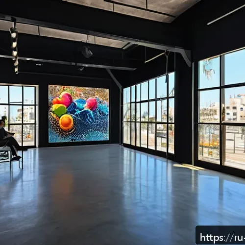 이스라엘의 문화예술센터 - A vibrant contemporary art gallery located in Tel Aviv&rsquo;s renovated port area, featuring large window...