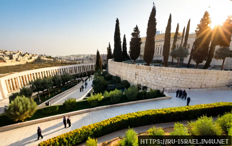 이스라엘의 주요 도시와 정치적 역할 - Photorealistic wide-angle view of Jerusalem’s government district at sunrise, pale limestone civic b...